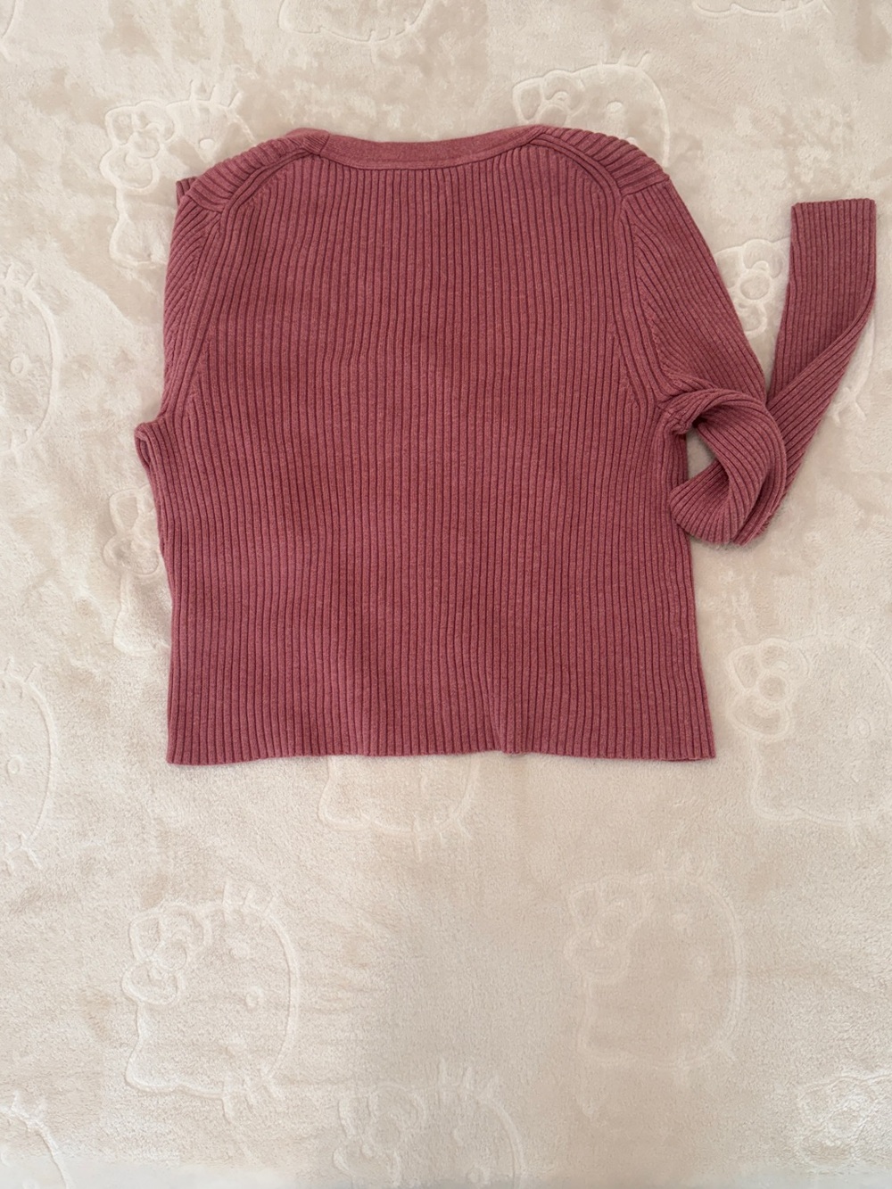 GAP Pink Ribbed V-Neck Button Cardigan - Picture 2 of 2